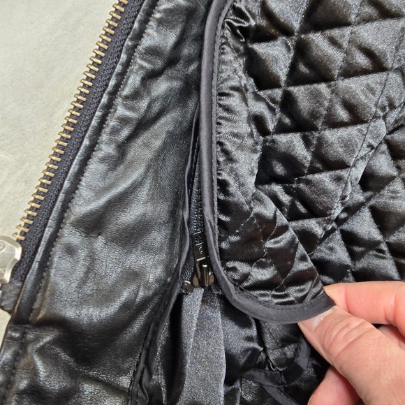 Harley Davidson Leather Motorcycle Jacket Womens Small Black Biker Moto 90's Y2K - Picture 10 of 16